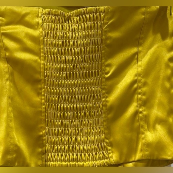 Yellow Mustard Satin Strapless Corset with side zip Women's stay Top - Picture 2 of 3